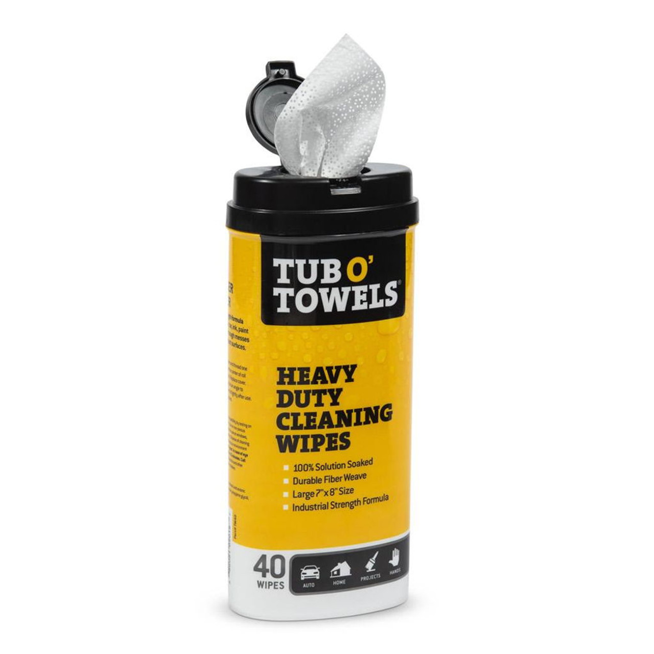 Tub O Towels Heavy-Duty 7 x 8 Size Multi-Surface Cleaning Wipes, 40 Count per Canister - 3 Pack
