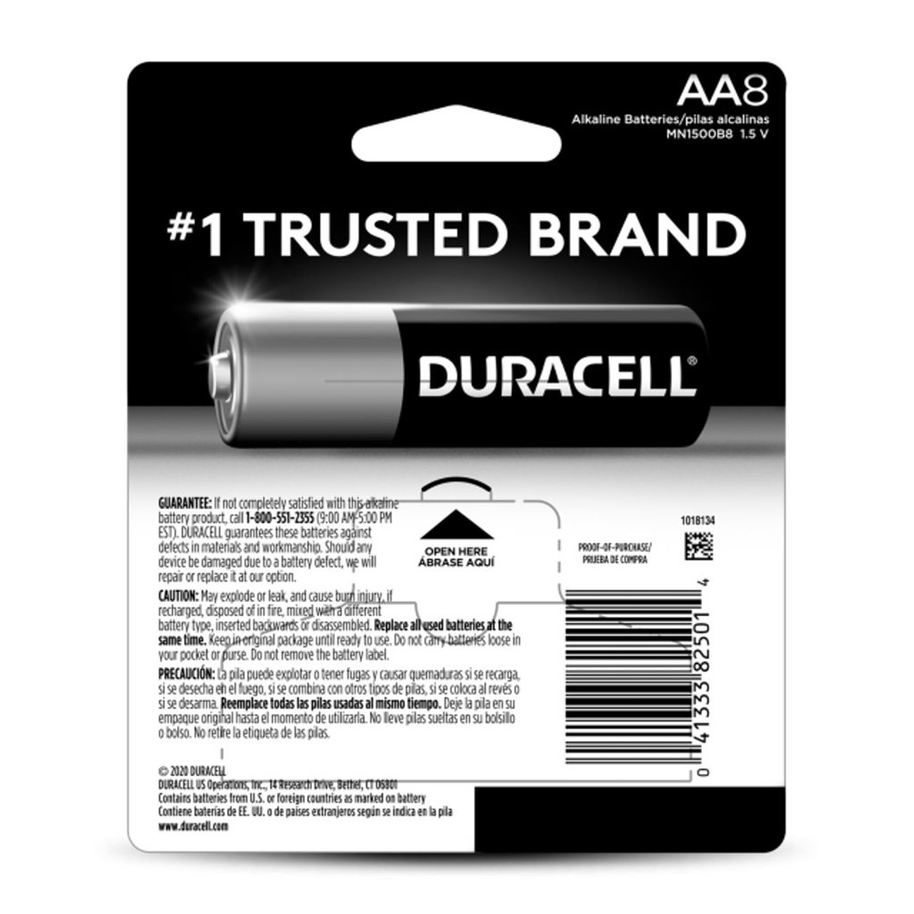 Duracell Alkaline Batteries, AA, 8/PK