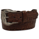 Angel Ranch Women's Stamped Braided Leather Belt - Brown