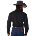 Wrangler Men's Long Sleeve Solid Broadcloth Western Snap Shirt - Black