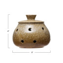 Creative Coop Stoneware Garlic Keeper with Lid - Brown