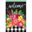 Evergreen Enterprises Floral Welcome Check Linen House Flag