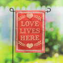 Evergreen Enterprises Love Lives Here Gingham Burlap Garden Flag