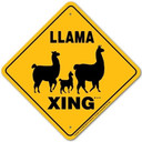 Noble Beasts Graphics Llama Xing Aluminum Sign - 12" X 12" - Yellow/Black