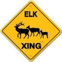 Noble Beasts Graphics Elk Xing Aluminum Sign - 12" X 12" - Yellow/Black