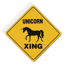 Noble Beasts Graphics Unicorn Xing Aluminum Sign - 12" X 12" - Yellow/Black