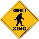Noble Beasts Graphics Bigfoot Xing Aluminum Sign - 12" X 12" - Yellow/Black