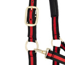 Weaver Leather Striped Padded Adjustable Chin and Throat Snap Halter - Black/Red