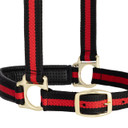 Weaver Leather Striped Padded Adjustable Chin and Throat Snap Halter - Black/Red