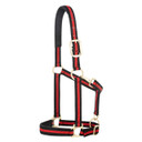 Weaver Leather Striped Padded Adjustable Chin and Throat Snap Halter - Black/Red