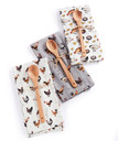 Giftcraft Rooster & Hen Print Tea Towel Spoon Set - Assorted
