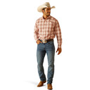 Ariat Run This Town Pro Series Men's Classic Fit Knox Long Sleeve Plaid Shirt - Coral