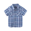 Wrangler Retro Baby Boy's Modern Fit Short Sleeve Plaid Shirt - Blue