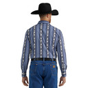 Wrangler Checotah Men's Classic Fit Long Sleeve Western Shirt - Navy