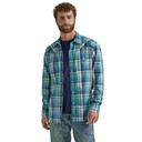 Wrangler Retro Men's Premium Modern Fit Long Sleeve Plaid Shirt - Blue