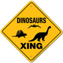 Noble Beasts Graphics Aluminum Dinosaurs Xing Sign - 12" X 12"