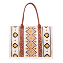 Wrangler Southwestern Pattern Dual Sided Print Canvas Wide Tote Bag - Coffee