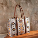 Wrangler Southwestern Pattern Dual Sided Print Canvas Wide Tote Bag - Coffee