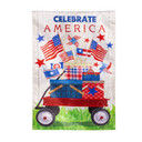 Evergreen Enterprises Americana Vintage Patriotic Wagon Moire Garden Flag - Red