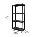 Gracious Living 4-Shelf Light Duty Solid Shelves - Black