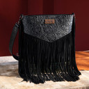 Wrangler Women's Vintage Floral Embossed Fringe Concealed Carry Oversize Crossbody/Shoulder Bag