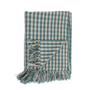 Creative Co-op Rustic Country Woven Recycled Cotton Blend Throw with Fringe Gingham - 60"