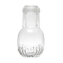 Creative Co-op Heirloom Embossed Glass Carafe with Embossed Drinking Glass - 2 pcs - Clear