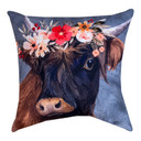 Manual Barnyard Floral Cattle Climaweave Pillow - 18" X 18"