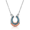 Montana Silversmiths Protective Coating Inner Light Turquoise Horseshoe Necklace - 3/4