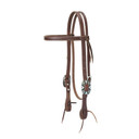Weaver Equine Working Tack Straight Browband Southwest Rope Edge Headstalls with Designer Buckles