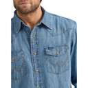 Wrangler Men's Classic Denim Western Snap Shirt - Light Wash