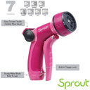 Sprout Raspberry Red Metal Front-Trigger 7-Pattern Nozzle
