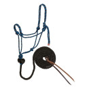 Weaver Leather Diamond Braid Rope Halter And Lead - Black/hurricane Blue