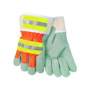 Safety Works Hi-viz Leather Palm Safety Gloves - Large