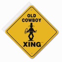 Noble Beasts Graphics Aluminum Old Cowboy Xing Sign - 12" X 12" - Yellow/Black