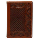 Ariat Men's Basket Weaved Floral Embossed Trifold Wallet