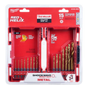 Milwaukee Shockwave Red Helix Titanium Drill Bit Set - 15 pcs