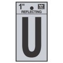 Hy-Ko 1" Black/Silver Vinyl Reflective Adhesive Sign - Letter U