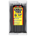 Pro Tie 4" UV Black Nylon Ultra Light Duty Standard Cable Tie - 100 pk