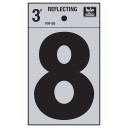 Hy-Ko 3" Black/Silver Vinyl Reflective Adhesive Sign - Number 8