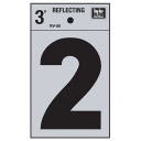 Hy-Ko 3" Black/Silver Vinyl Reflective Adhesive Sign - Number 2