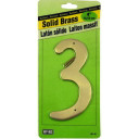 Hy-Ko 4" Solid Brass House Number Sign - Number 3