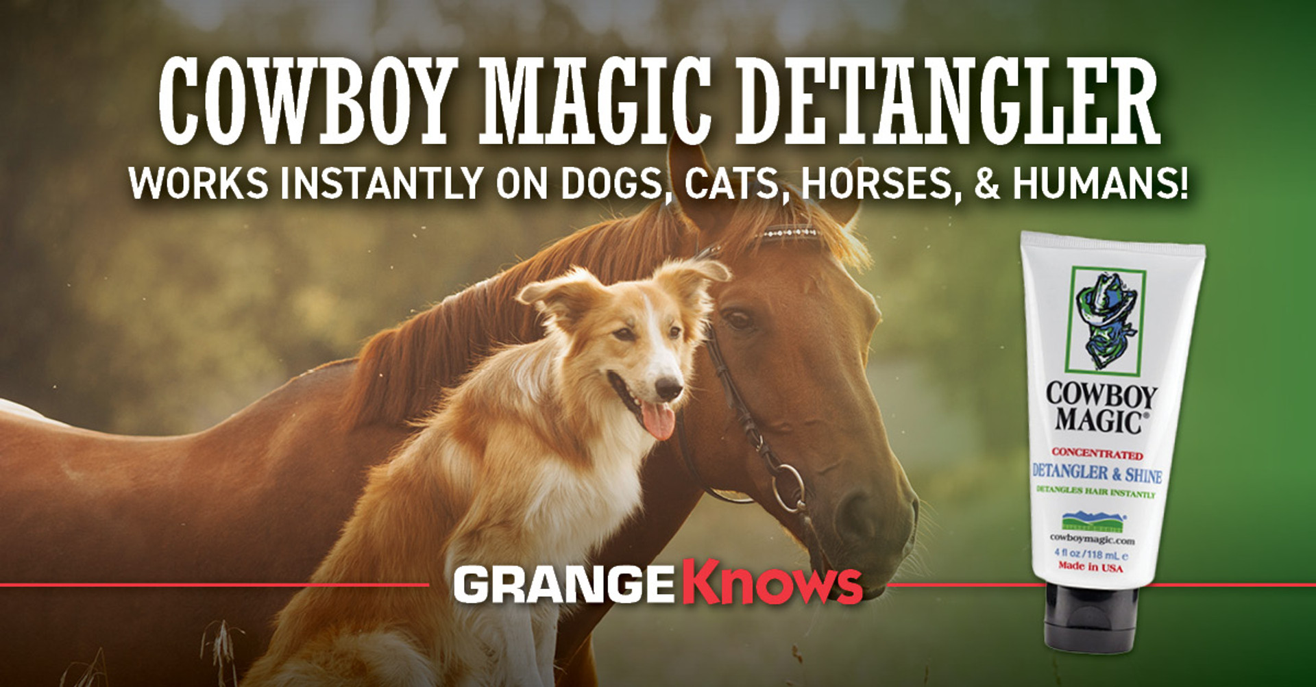 Cowboy Magic Detangler Works Instantly on Dogs, Cats, Horses, and