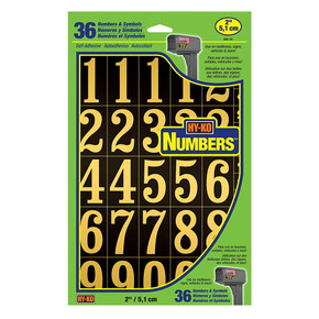 Hy-Ko Gold/Black Mylar Polyester Self-stick Number Set - 2"