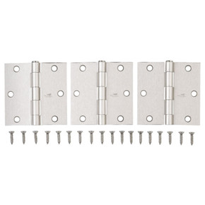National Hardware Satin Nickel Square Corners Door Hinge - 3-1/2"