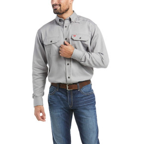 Ariat Men's FR Solid Work Shirt - Silver Fox Ariat Men's FR Solid Work Shirt - Silver Fox