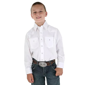 Wrangler Boy's Long Sleeve Western Snap Shirt - White