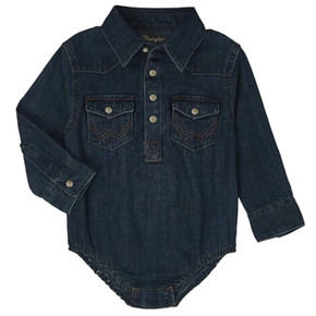 Wrangler Baby Boy Long Sleeve Bodysuit - Denim Wrangler Baby Boy Long Sleeve Bodysuit - Denim