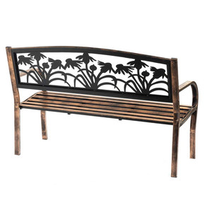 Plow & Hearth Coneflower Metal Garden Bench - Bronze