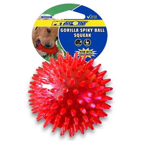Petsport Gorilla Spiky Ball Squeak Dog Toy - Assorted